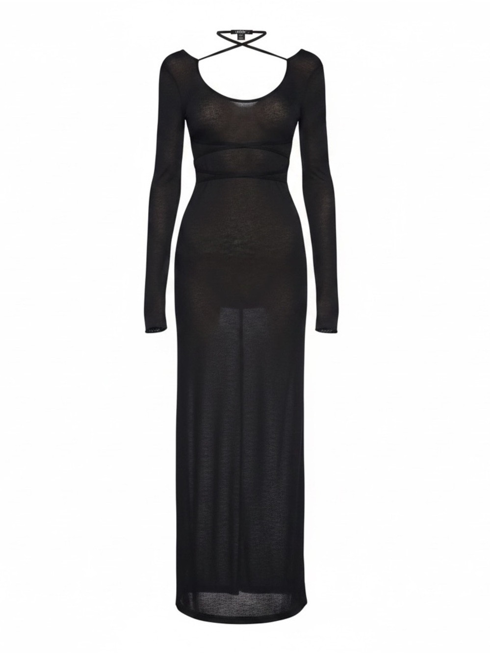 Darker Wavs Black Long Sleeve Maxi Dress with Ties